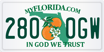 FL license plate 2800GW