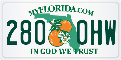 FL license plate 2800HW