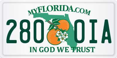 FL license plate 2800IA