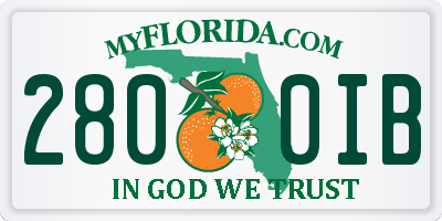 FL license plate 2800IB