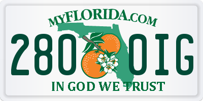 FL license plate 2800IG