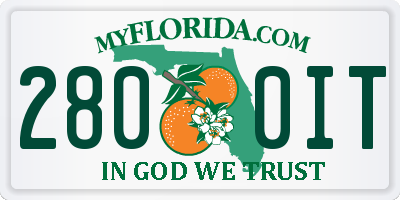 FL license plate 2800IT
