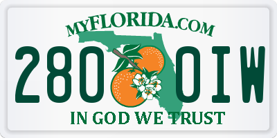 FL license plate 2800IW