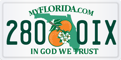 FL license plate 2800IX