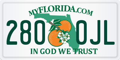 FL license plate 2800JL