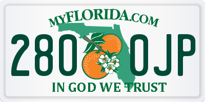 FL license plate 2800JP