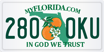FL license plate 2800KU