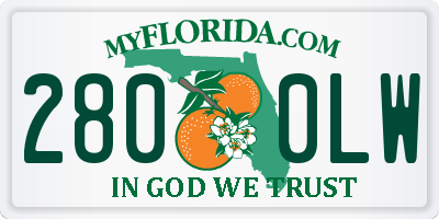 FL license plate 2800LW