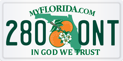 FL license plate 2800NT