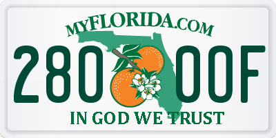 FL license plate 2800OF