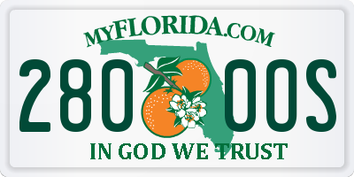 FL license plate 2800OS