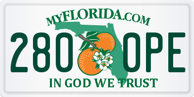 FL license plate 2800PE