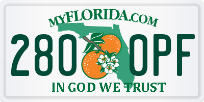 FL license plate 2800PF
