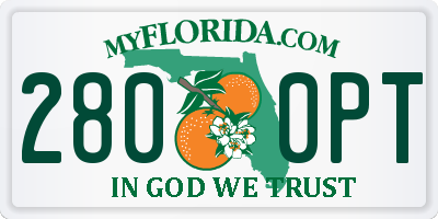 FL license plate 2800PT