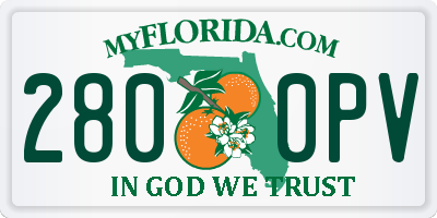 FL license plate 2800PV