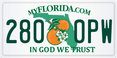 FL license plate 2800PW