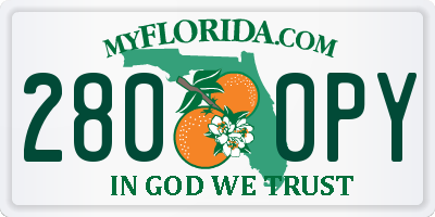 FL license plate 2800PY