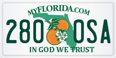 FL license plate 2800SA