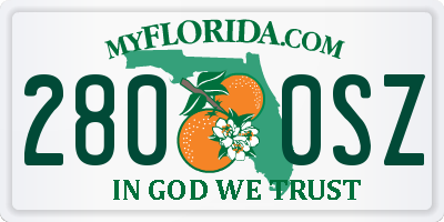 FL license plate 2800SZ