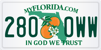 FL license plate 2800WW