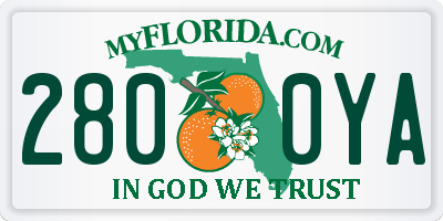 FL license plate 2800YA