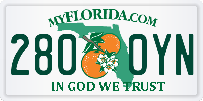 FL license plate 2800YN