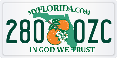 FL license plate 2800ZC