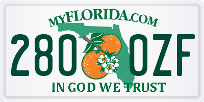 FL license plate 2800ZF