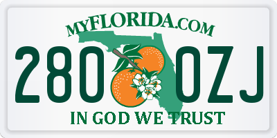FL license plate 2800ZJ