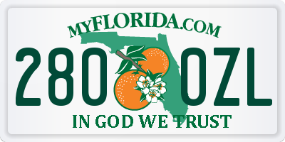 FL license plate 2800ZL