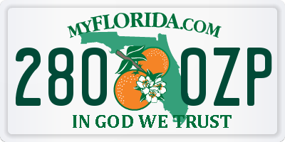 FL license plate 2800ZP