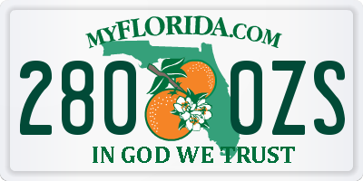 FL license plate 2800ZS