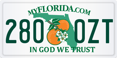 FL license plate 2800ZT