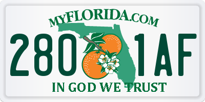 FL license plate 2801AF