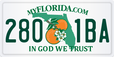 FL license plate 2801BA