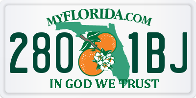 FL license plate 2801BJ