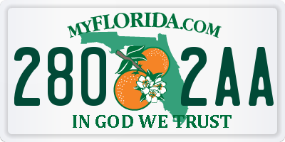FL license plate 2802AA
