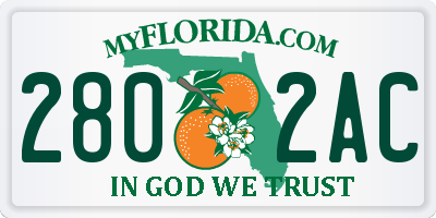 FL license plate 2802AC