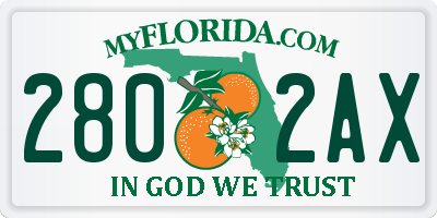 FL license plate 2802AX
