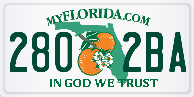 FL license plate 2802BA