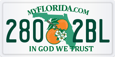 FL license plate 2802BL