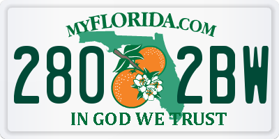 FL license plate 2802BW