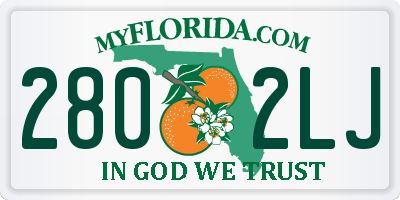 FL license plate 2802LJ