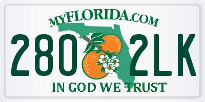 FL license plate 2802LK