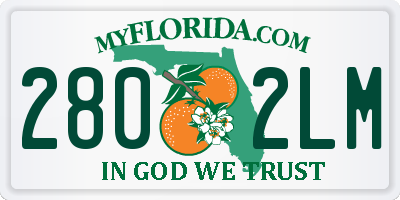 FL license plate 2802LM