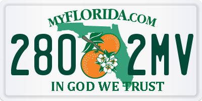 FL license plate 2802MV