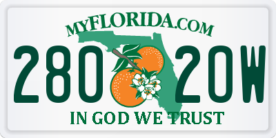 FL license plate 2802OW