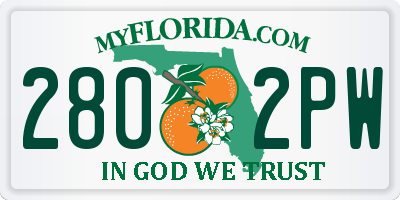 FL license plate 2802PW