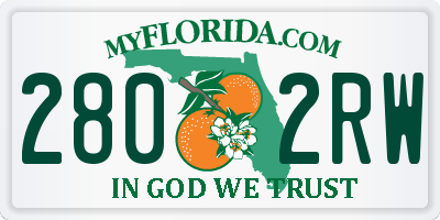 FL license plate 2802RW
