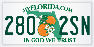 FL license plate 2802SN
